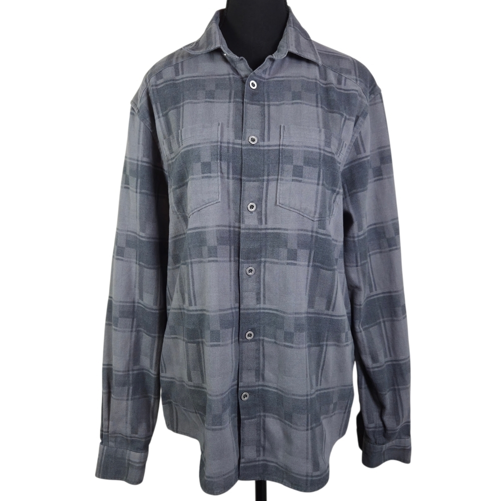 Under Armour Gray Plaid Casual Button Down Flannel Shirt Size Med